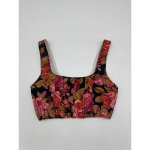 Womens Small Floral Top Cropped Bralette Bohemian Fairy Grunge Stretch Croset